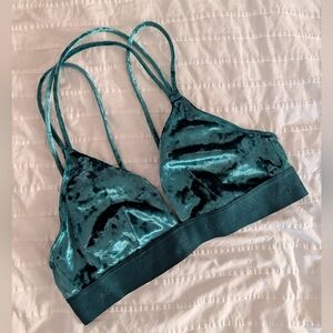 Victoria's Secret PINK Crushed Velvet Strappy Bralette - Green - Size Small